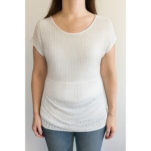 Rue 21 White Crochet‎ Ruched Mini Dress Tunic Cover Up Medium